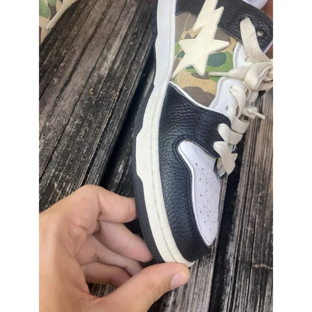A Bathing Ape Sk8 Sta Low Top Sneakers 1I70-191-006 Mens Size 9 Camo ARMY Black - Picture 5 of 16
